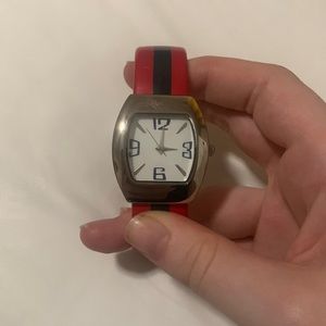 Vintage EUC Red Clasping Watch